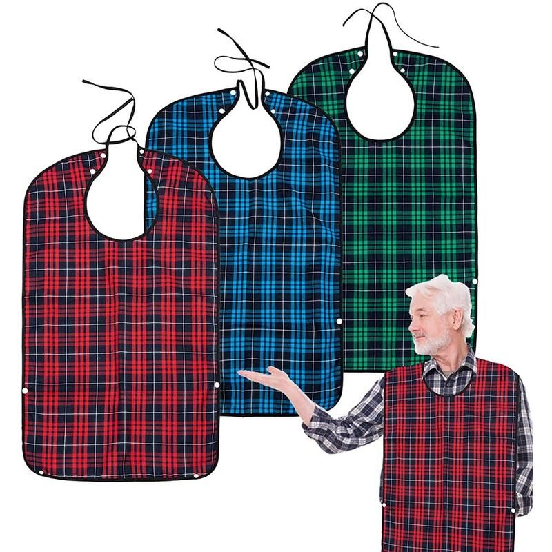 3pcs Adult Bibs Waterproof Clothing Protector with Crumb Catcher Eating Bibs