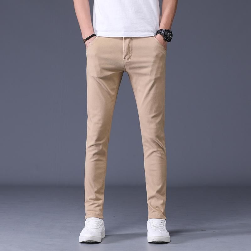 Business Informal Pants for Men Adjusted Pants Elastic Waist Brand Length Full Length 98% Cotton 6 Colors Novelty