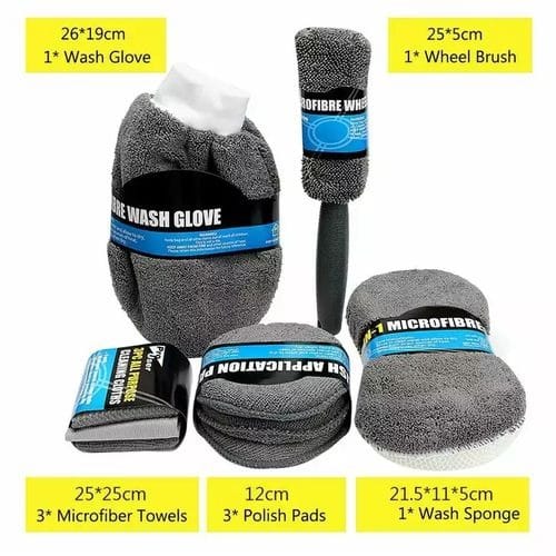 Microfiber Car Washing And Detailing Tools - 9pcs