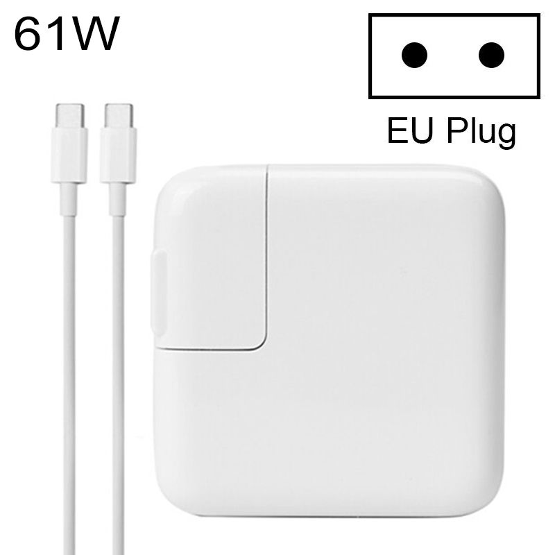 61W Type-C Power Adapter Portable Charger With 1.8m Type-C Charging Cable, EU Plug(White)