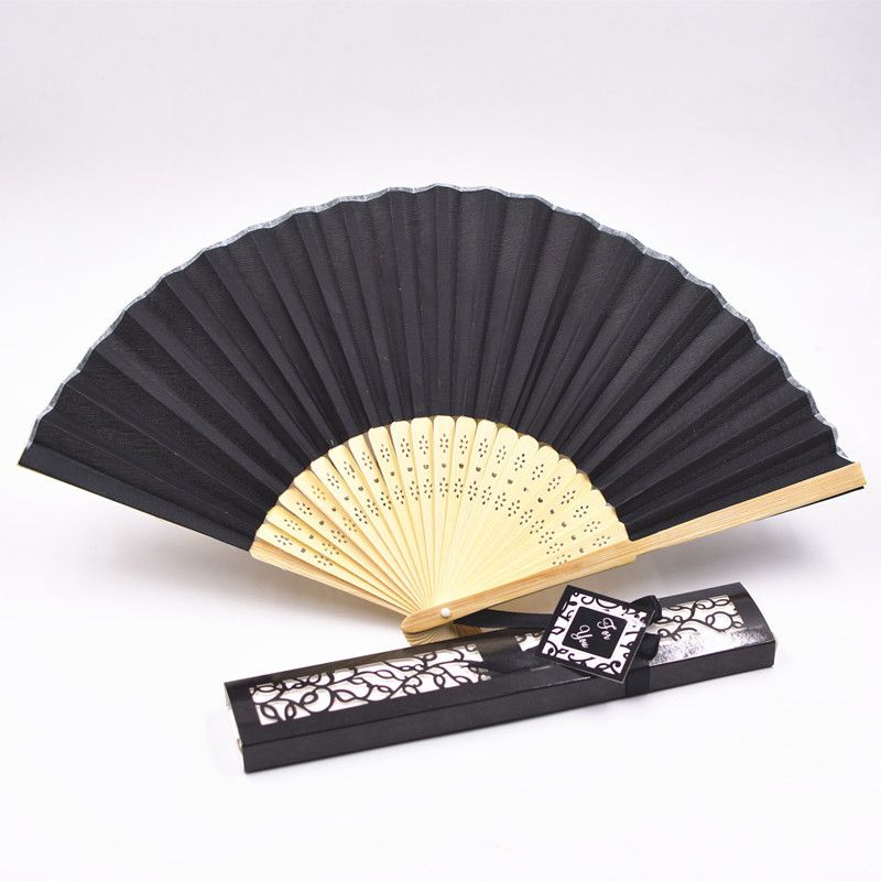 DIY Fans Gift Hand 20pcs Packing Wedding Box Solid Color Folding Party Fan Favor