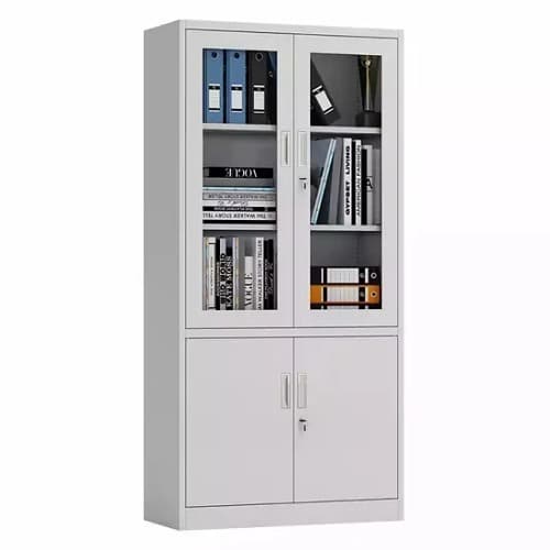 Metal Filing Office Cabinet  -  2 Glass Door
