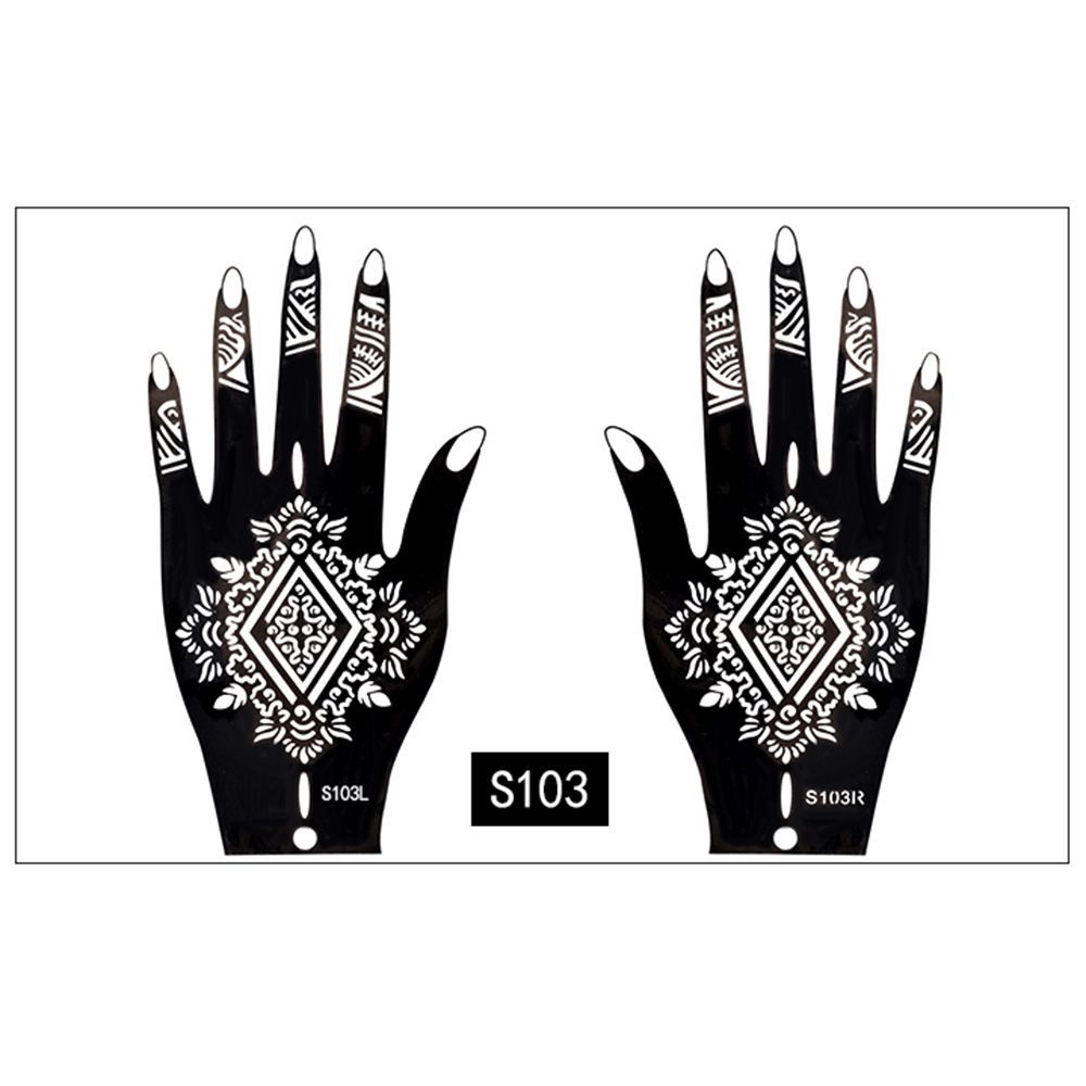 1 Pair Girl Hands Paint Tattoo Stencil Rose Flower Lace
