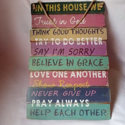 Rustic Family Values Wooden Plaque Wall Art