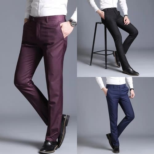 Men's Trousers - Set Of 3 - Wine - Blue And Black