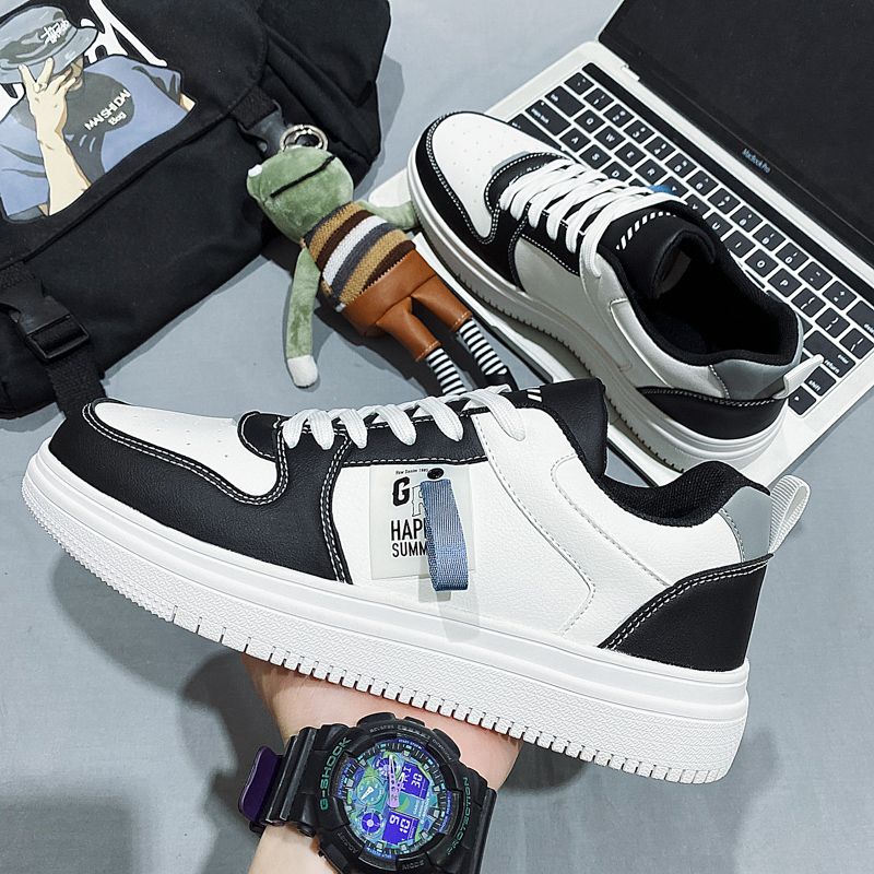 Men's Casual Shoes Breathable Shoes Running Sneakers - Black+White