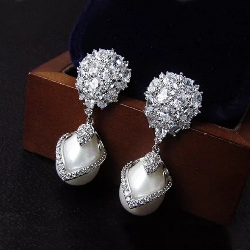 Waterdrop Pearl Wedding Bridal Earrings