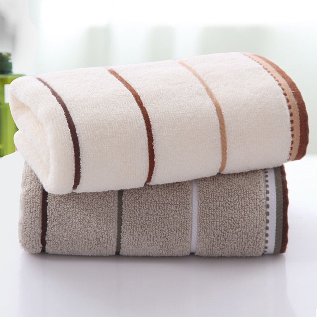 Lots 2 Premium Thicken Cotton Towels Fce Hand Bath +Beige