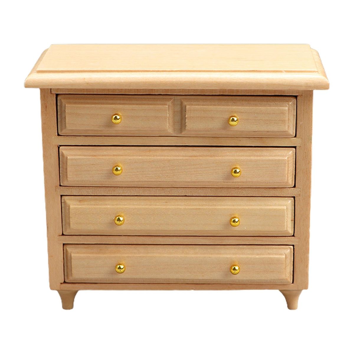 Dollhouse Cabinet Mini Bedroom Wooden Bed Side Cabinet Play House Toy Burlywood