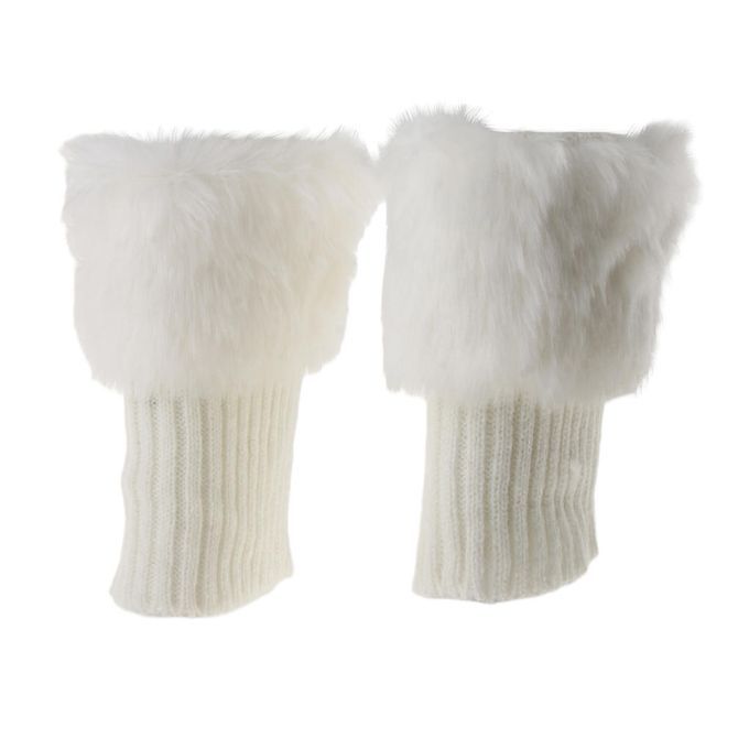 Fluffy Knit Boots Cuff  Trim Toppers Leg Warmer Boot Sock White