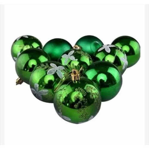 Christmas Balls - Green - 10 Pieces
