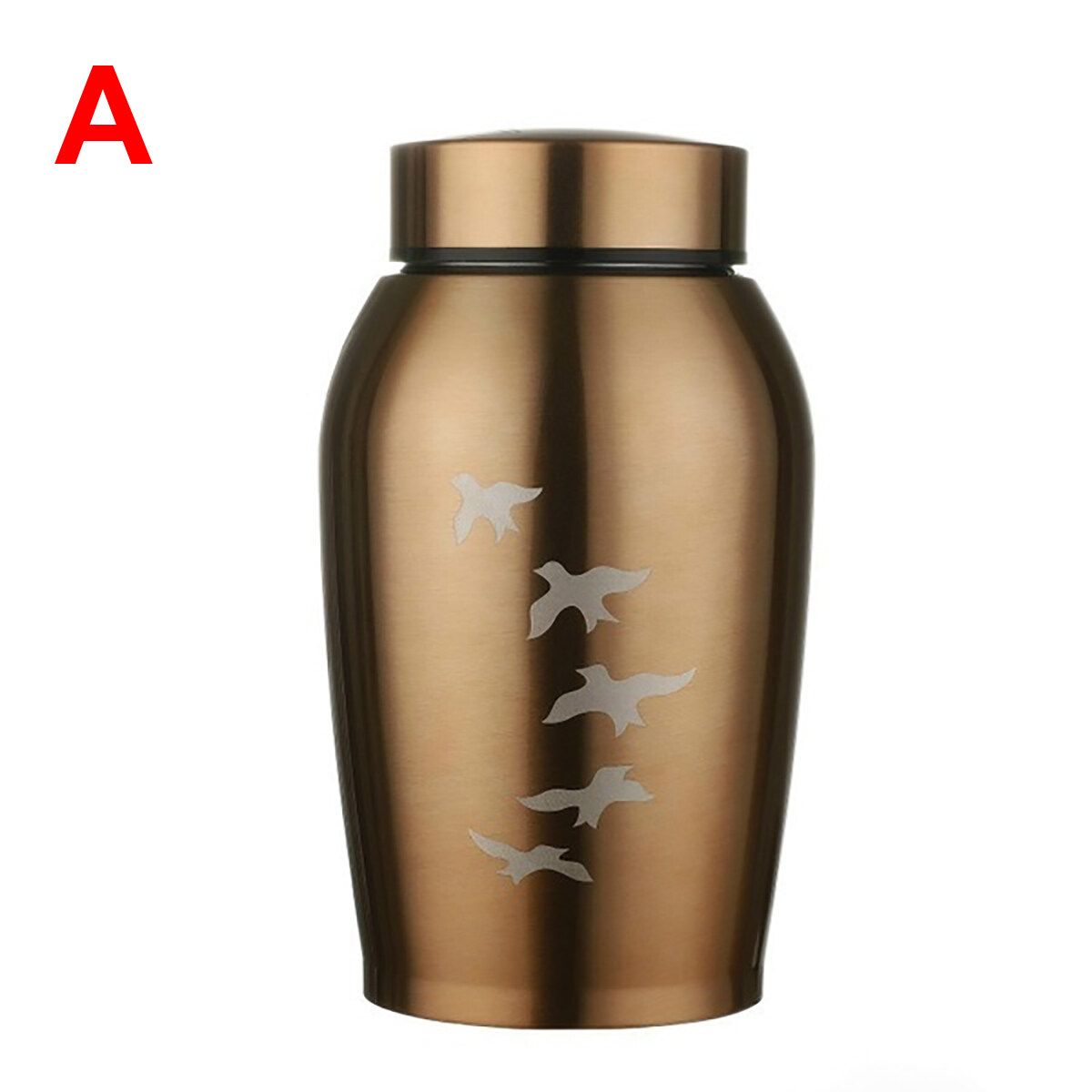 Pet Dog Cat Ash Cremation Urn Memorial Paw Print Keepsake Stainless Steel Box A:Golden Pigeon