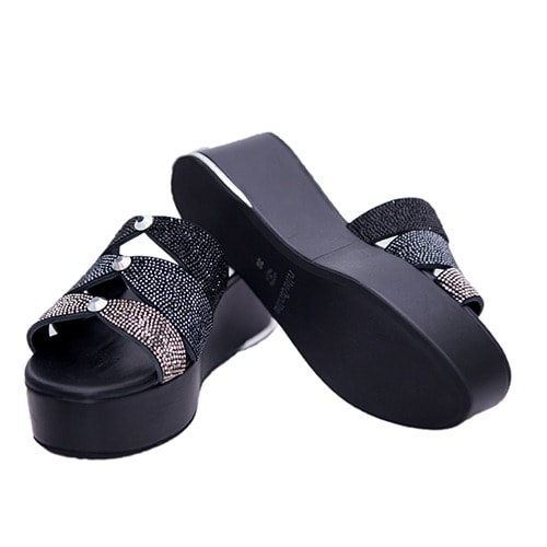 Nila & Nila Wedge Slippers - Black