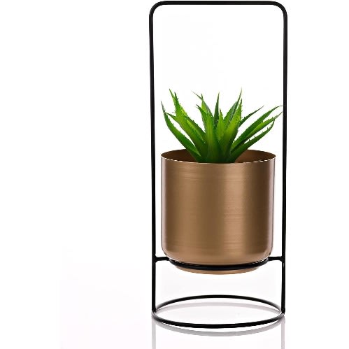 Artificial Plant In Gold Planter-35cm