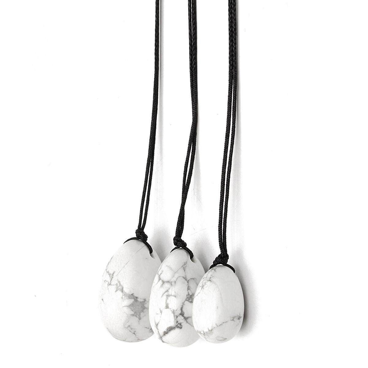 3PCS 5" Yoni Eggs Exercise Gemstone Muscle Drilled White Howlite Muscle Kegel US