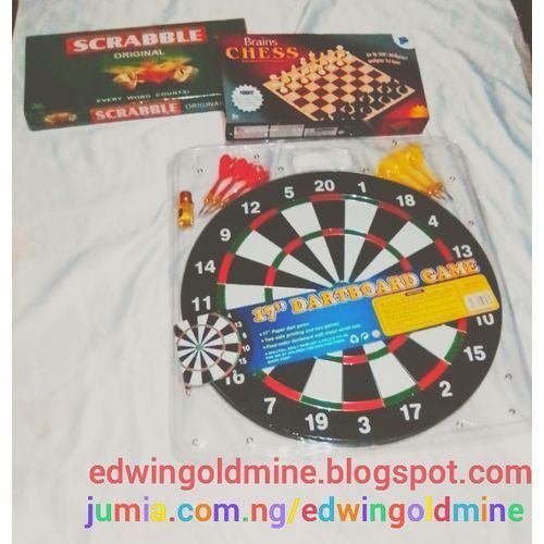 3 In 1 Board Games (Dart, Scrabble And Chess)