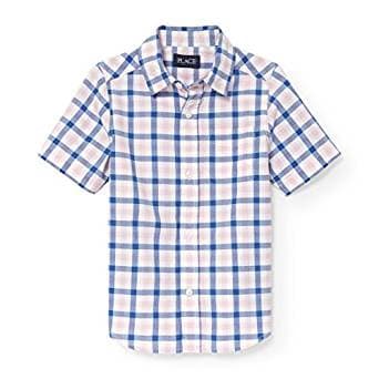 Toddler Rose Short Sleeve Plaid Poplin Button-down Shirt