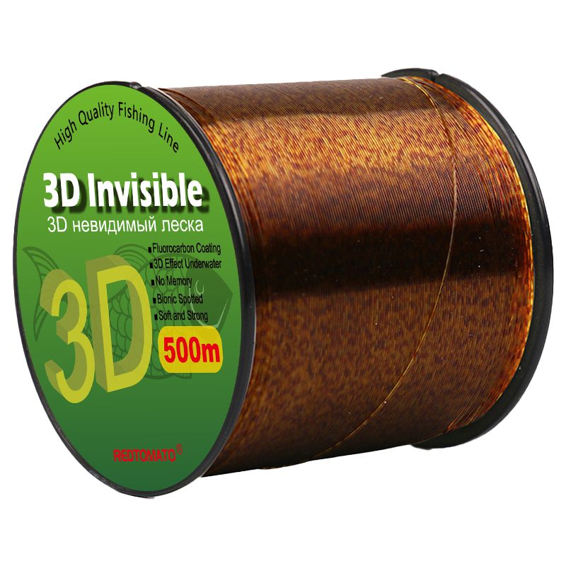 500m 3D Invisible Spoted Super Strong Carp Fishing Line Monofilament Fishing Line Speckle Fluorocarbon Coated Fishing Line 500M Gold