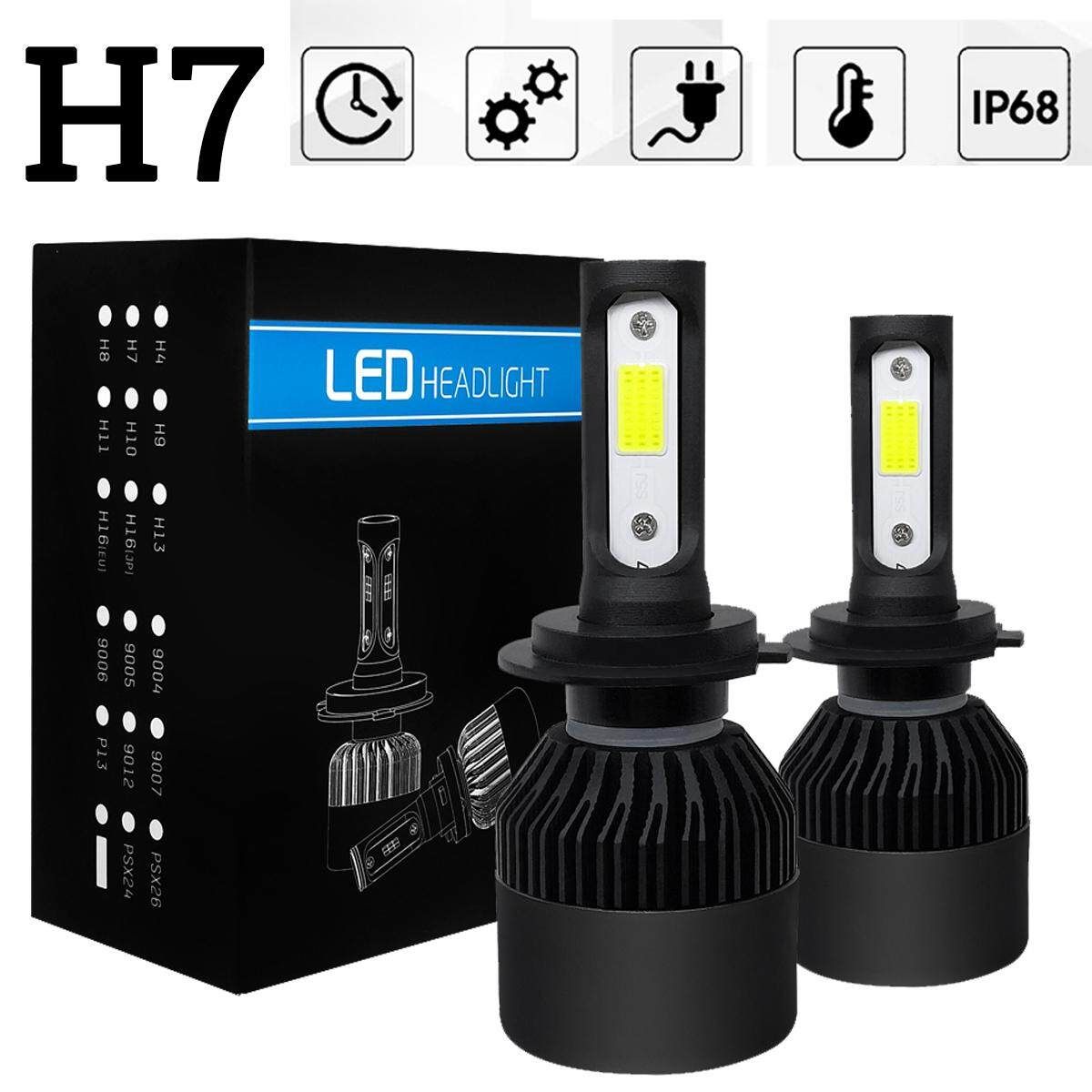 2x 500W 80000LM 6500K H7 Car COB LED Conversion Headlight Replace Haloge Bulb KIT H7