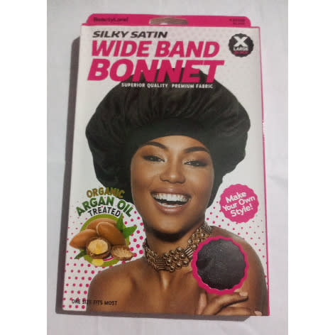 Silky Satin Wide Band Bonnet - Black - 20g