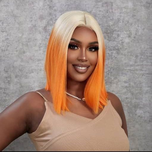 Desirable Blunt Cut Wig With Closure (Orange Ombre)