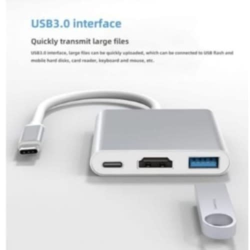 Usb Type C Hub Hdmi 4k Adapter Converter With Usb 3.0 And Charging Port - 3 in 1 - Silver