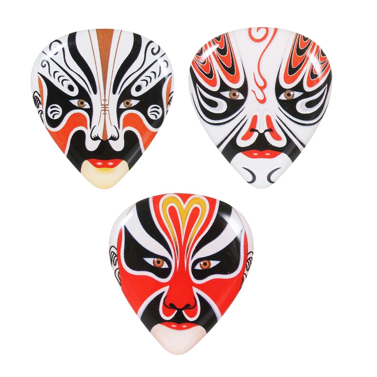 3Pcs ABS Guitar Picks With Peking Opera Mask Ukulele Finger