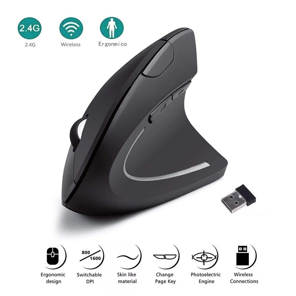 Vertical Mouse Ergonomic 2.4GHz Wireless Optical Mice 3 Adjustable DPI 800/1200/