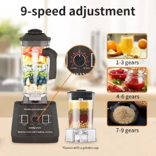 2.5L Sokany Blender/Grinder With 2 Cups - 5000W