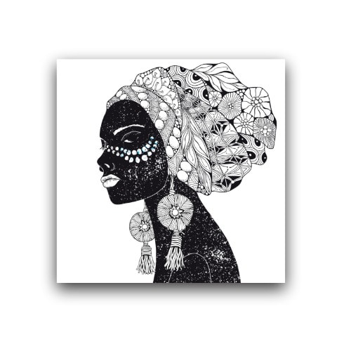 Stencil African Woman Art Wall Canvas