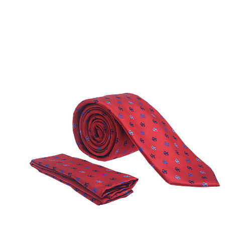 Vissioni Chain Printed Tie - Red & Blue