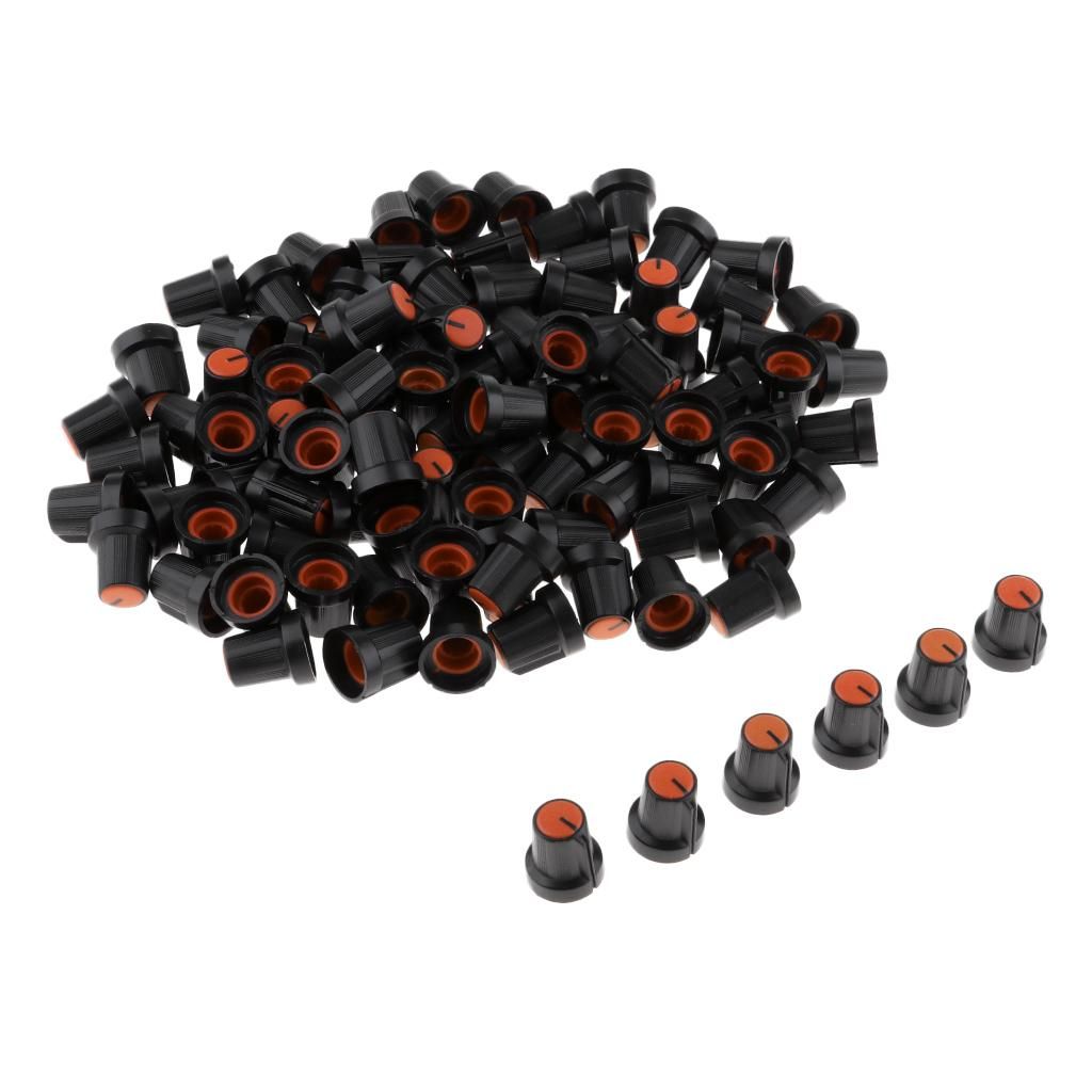 100 Pieces 6mm Plastic Knob Potentiometer Volume Control Cap Orange