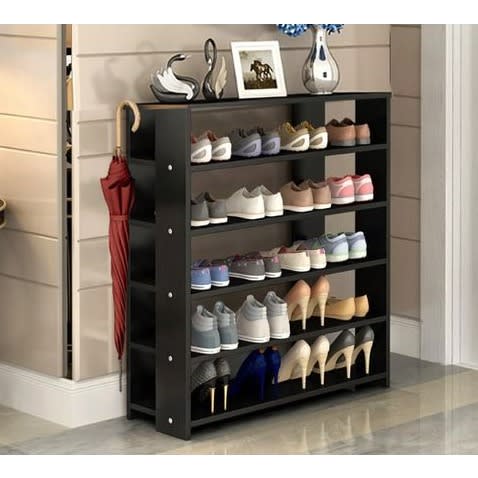 Multi-layers Wooden Shoe Rack- 5 Layers- Black