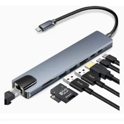 Usb C Hub 8 In 1 Multifunction Adapter / Uds / 4k Hdmi, Hdtv, Sd/tf Card, Rj45, Usb C