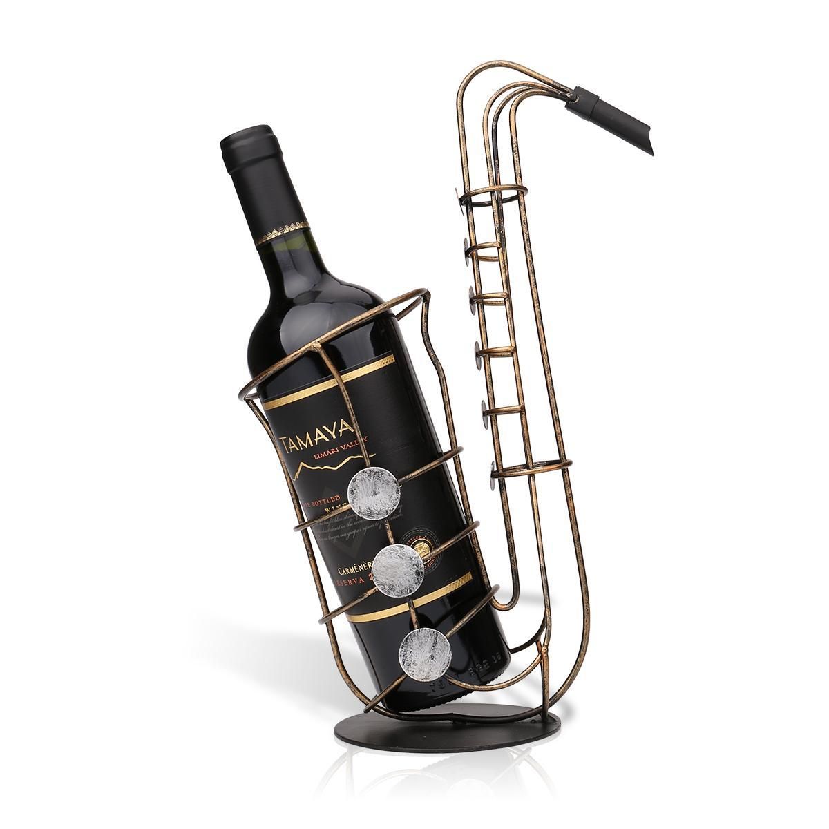 TOOARTS Metal sax wine rack  Beautiful and practical wine rack   Creative wine bottle holder    Practical ornament  Crafts