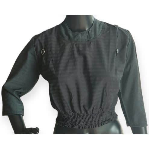 Cropped Blouse - Cotton - Black