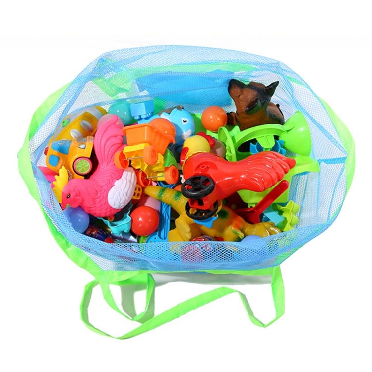 Outdoor Children Beach Toy Shell Storage Bag Blue + Green