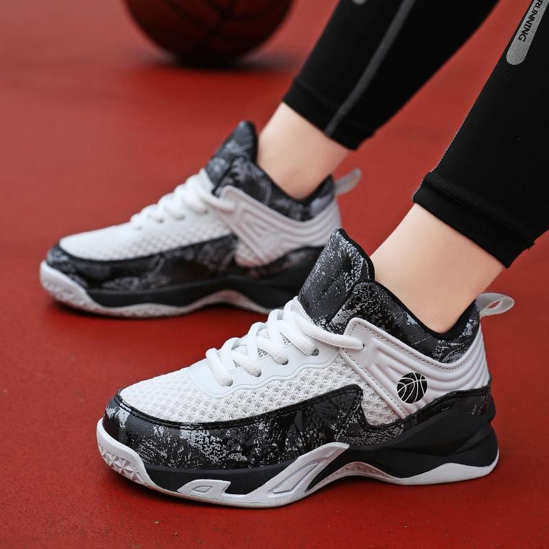 Boys basketball shoes mesh breathable sneakers White