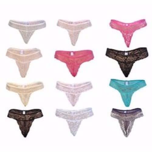 Evys Set of 12pcs Mixed Colours Lace Thong Panties