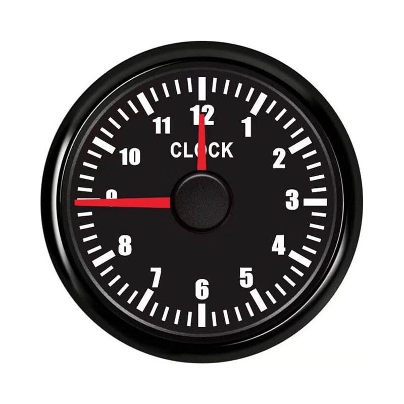 0~12 Hours Hour Meters For Car Boat Yacht 52mm Clock Gauges Red Backlit Instrument Show Clock Meters 9-32V