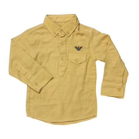 Shirt With Reversible Sleeves & Band Neck - Yellow