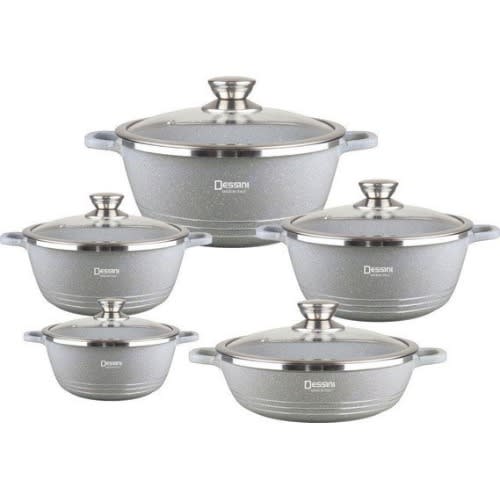 Non-stick Granite Cookware Set - 10-piece - Grey