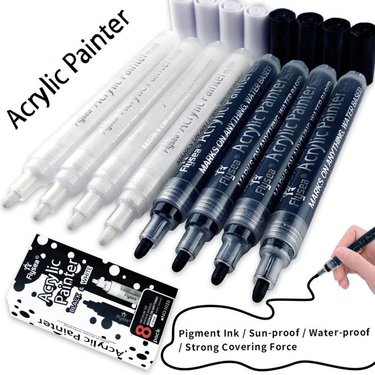 Writing Drawing Permanent Markers Pen For Black Paper 8pcs