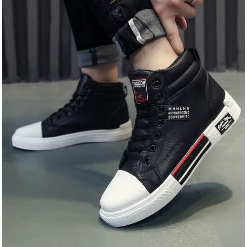 Casual High-top Sneaker Shoes- Black &white