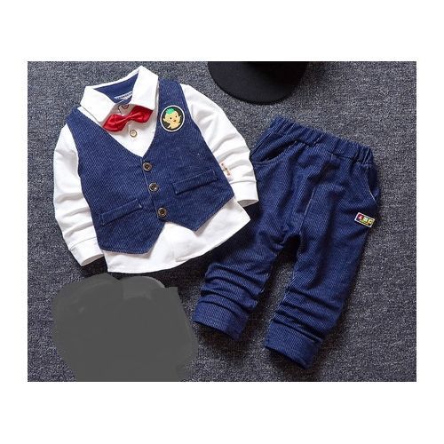 Alex Baby Boy Birthday 4psc Set Suit With Waistcoat - Navy Blue