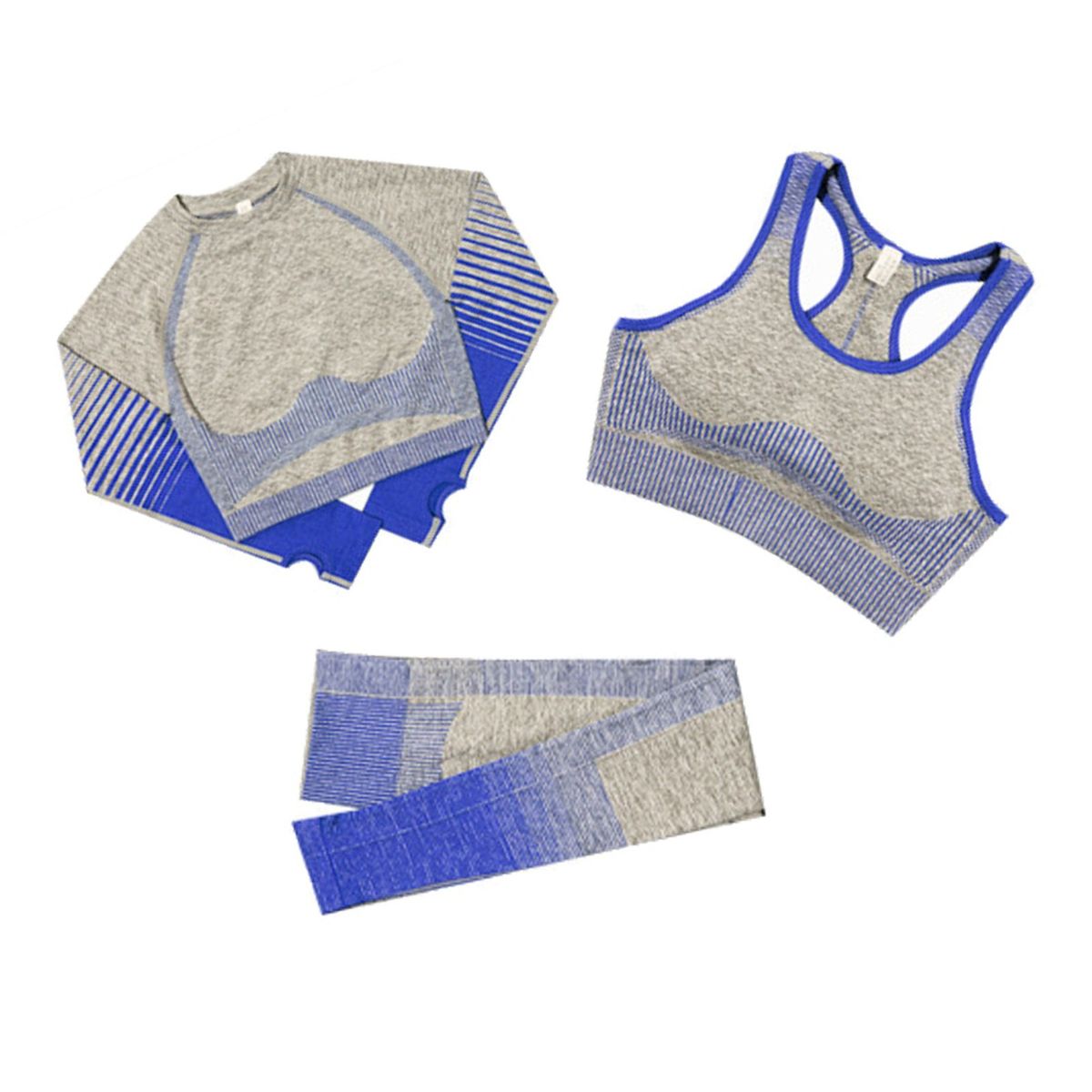 3Pcs Women Yoga Suit Seamless Sportswear Sets Long Sleeve