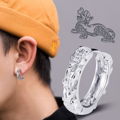Brave Troops Men's Trend Single Earrings Female Personality Ear Stud Silver