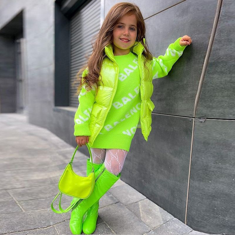 Girls' Down Vest Jacket Solid Color Warm Unisex Kids Outerwear-Green