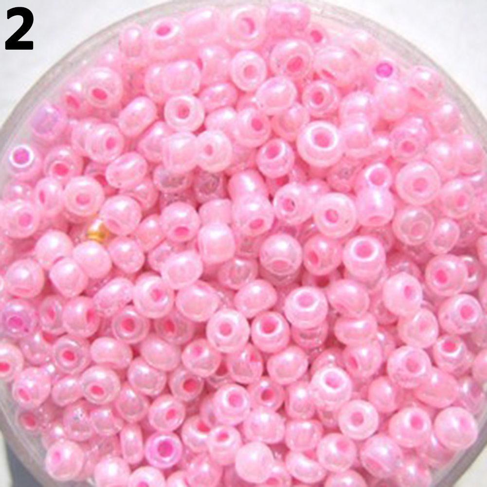 1200 Pcs 2mm Round Glass Loose Spacer Beads DIY-Dark Pink