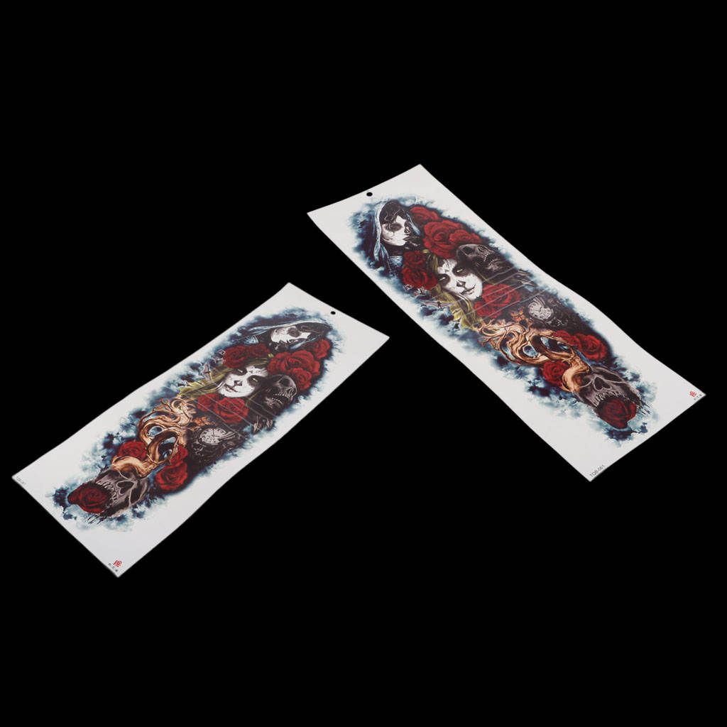 2Pcs Realistic 3D Waterproof Tattoo Arm Sleeves Stickers For Men 061